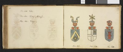 Illustration hentet fra et privat arkiv i Nationalbiblioteket med titlen Insignia quædam virorum illustrium in Norvegia quodam habitantium af Iver Nielssøn Hirtzholm af Iver Hirtzholm