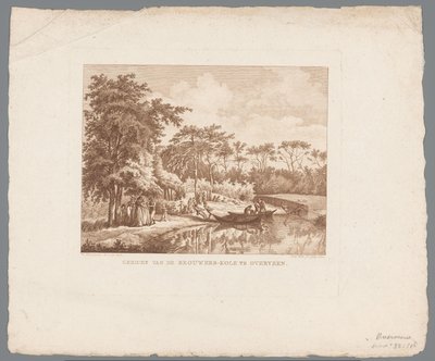 Selskab ved Brouwerskolks bred i Overveen Ansigt på Brouwers-Kolk i Overveen (titel på objekt) af Izaak Jansz. de Wit