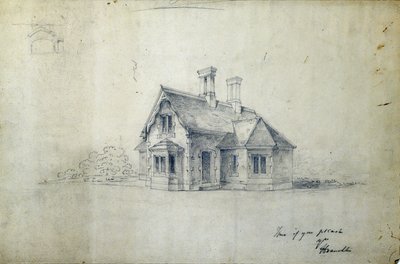 Stationshuset, ca. 1850 (blyant på papir) af J.A. Davies