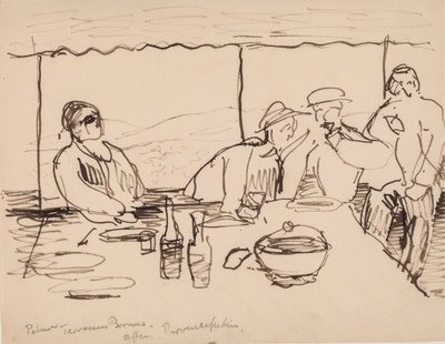 Aften på terrassen, Bormes, Provence af J.A. Jerichau