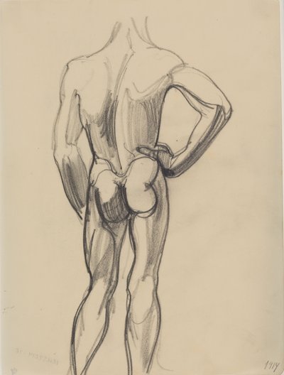 Mandlig model, set fra ryggen af J.A. Jerichau