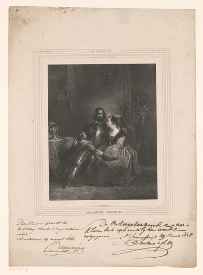 Albrecht Beiling siger farvel til kone og barn Albrecht Beiling (titel på objekt) af J.B. Clermans