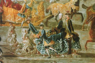 Den kejserlige slædetur i anledning af kejser Joseph II af Østrigs ægteskab med hans 2. kone Maria Josepha von Bayern: detalje af en slæde (se også 87694) af J.C. Auerbach