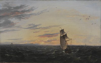 Et havlandskab. Kysten af øen Rügen i aftenlys af Johan Christian Dahl