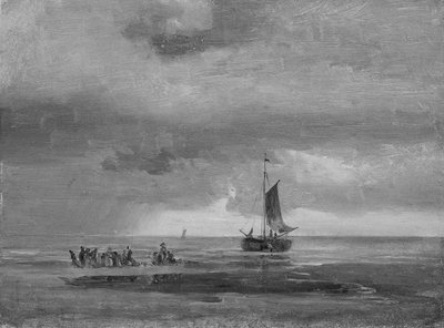 Flad strand ved solnedgang af Johan Christian Dahl