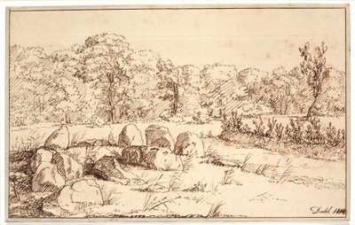 Landskab med rester af en dysse af Johan Christian Dahl