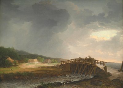 The Bridge across Tryggevælde River with a View of Køge, Zealand af Johan Christian Dahl
