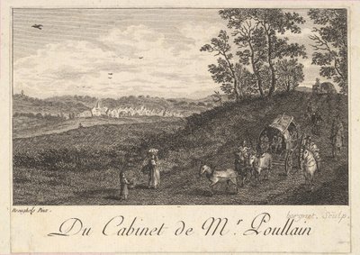 Landskab med vogn efter maleriet i hr. Poullains kabinet, 1780. af JF Borgnet