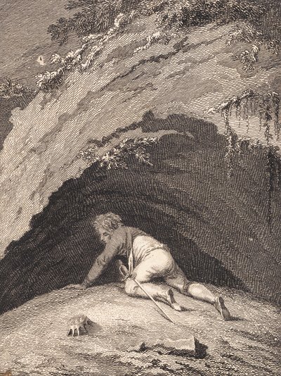 Den slagne Niels Klim kryber ind i hulen af J.F. Clemens