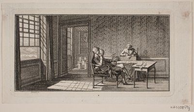 Det indre af en stue, hvor Bonnet dikterer til sin sekretær af J.F. Clemens