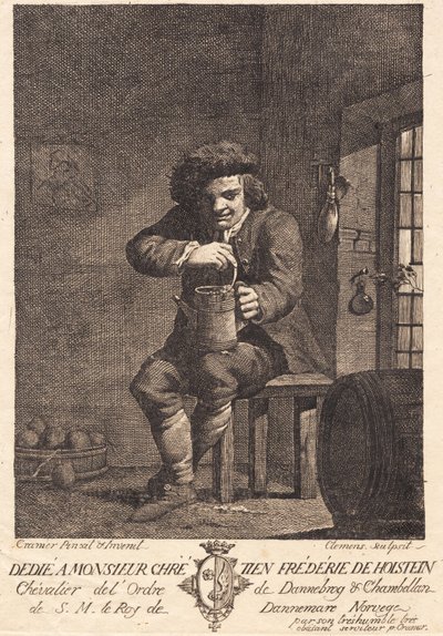 En siddende bonde af J.F. Clemens