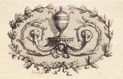 En tohanket vase omgivet af bladslyngninger af J.F. Clemens