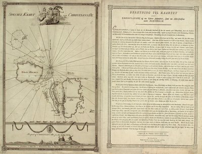 Kort over Christiansø med tekstsiden af J.F. Clemens