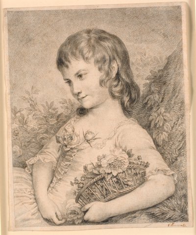Lille pige med en blomsterkurv (Octavie Diodati) af J.F. Clemens