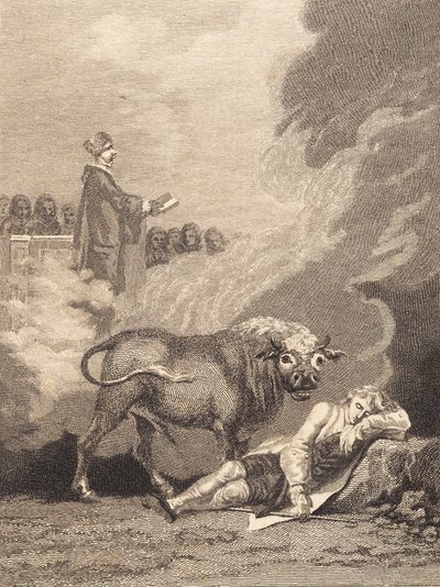 Niels Klim troer at høre degnen i Fane Kirke. II af J.F. Clemens