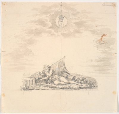 Titelvignet til et søkort: "Kaart over Belterne og Sundet" af J.F. Clemens