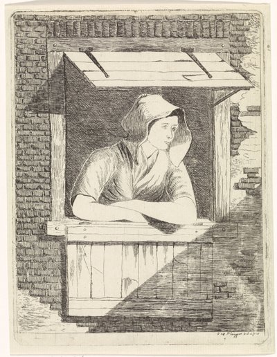 Kvinde ved et åbent vindue af J.H. Pluygers
