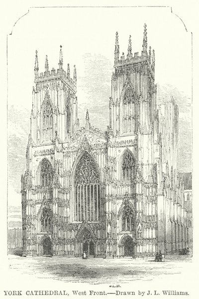 York Cathedral, West Front (gravering) af J.L. (after) Williams