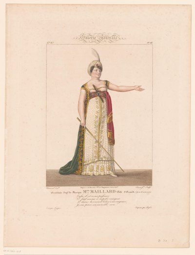 Portræt af Marie-Thérèse Davoux i rollen van Armide Miss Maillard (titel på objekt) af J.L. Benoist (II)