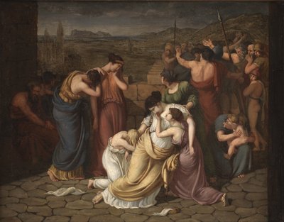 Andromache i fortvivlelse ved synet af Hectors krop af J.L. Lund