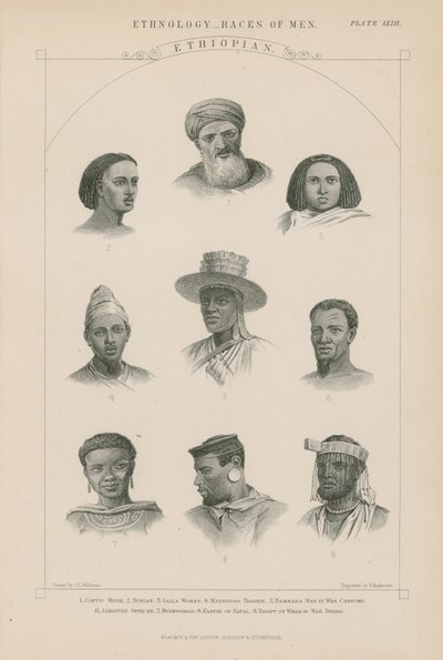 Ni ansigter af etiopiske folk af J.L. Williams