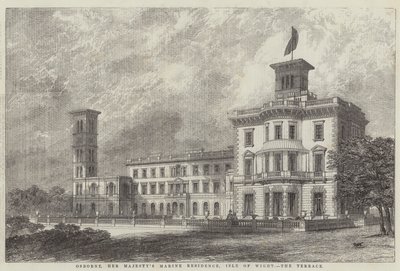 Osborne, Hendes Majestæts marineresidens, Isle of Wight, terrassen af J.L. Williams