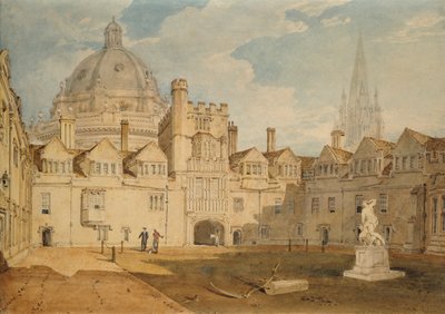 En udsigt fra indersiden af Brazen Nose College Quadrangle, Oxford, 1803-1804 af Joseph Mallord William Turner