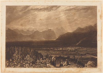 Alpernes kæde fra Grenoble til Chamberi, udgivet 1812 af Joseph Mallord William Turner