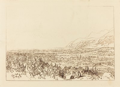 Alpernes kæde fra Grenoble til Chamberi, udgivet 1812. af Joseph Mallord William Turner