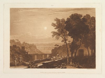 Broen og gederne Liber Studiorum, del IX, tavle 43, 23. april 1812. af Joseph Mallord William Turner