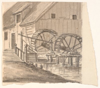 Møllehjul og del af mølle af J.P. Møller