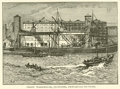 Grain Warehouse, Quayside, Newcastle-on-Tyne (gravering) af J.R. Brown