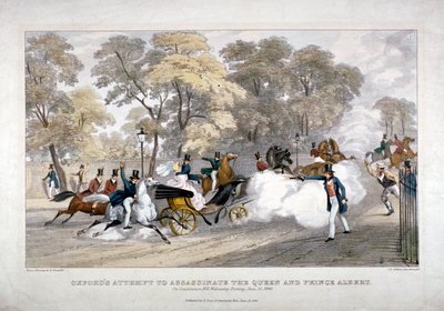 Attentatforsøg mod dronning Victoria, Constitution Hill, Westminster, London, 1840 af JR Jobbins