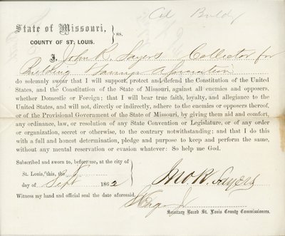 Loyalitet ed af John R. Sayers fra Missouri, County of St. Louis af J.R. Sayers