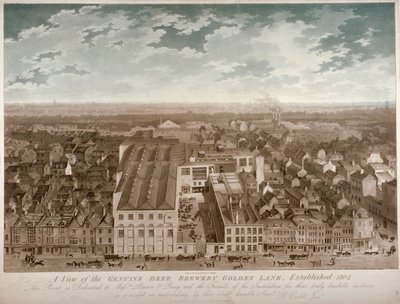 Luftfoto af Genuine Beer Brewery, Golden Lane, City of London, 1807 af JS Barth