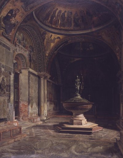 Det indre af Baptisteriet i Marcuskirken i Venedig af J.Th. Hansen