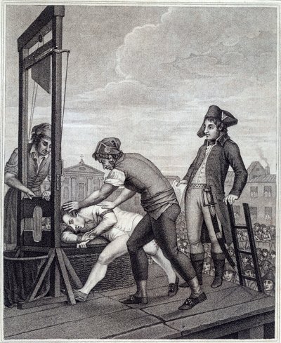 Henrettelsen af Maximilian de Robespierre (1758-1794) har guillotinen den 28/07/1794 på Place de la Concorde Indgravering af James Idnarpila efter J. Beys. 1799 cirka. Paris, Musée Carnavalet af J. (after) Beys