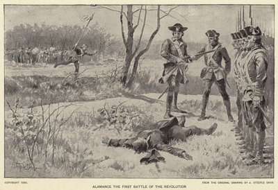 Alamance revolutionens første slag (litho) af J. (after) Steeple Davis