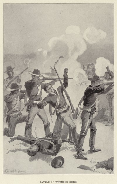 Slaget ved Wounded Knee (litho) af J. (after) Steeple Davis