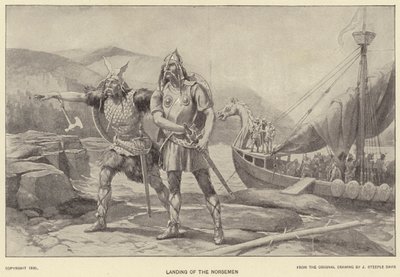 Nordboernes landgang (litho) af J. (after) Steeple Davis