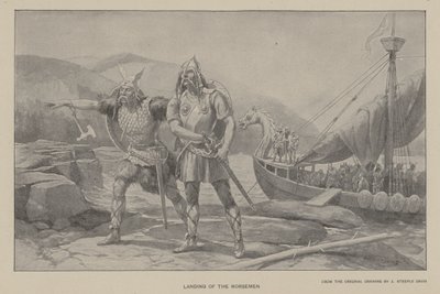 Nordboernes landgang (litho) af J. (after) Steeple Davis