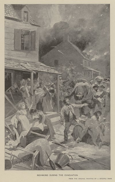 Richmond under evakueringen (litho) af J. (after) Steeple Davis