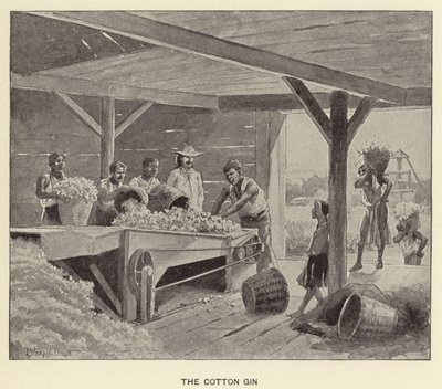 The Cotton Gin (litho) af J. (after) Steeple Davis