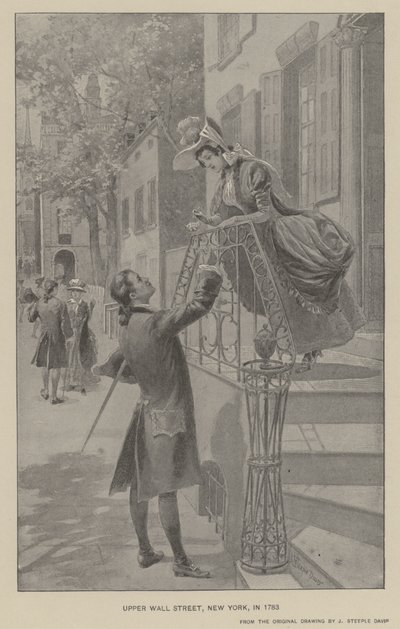 Upper Wall Street, New York, i 1783 (litho) af J. (after) Steeple Davis
