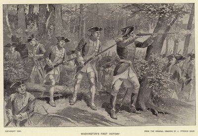 Washingtons første sejr (litho) af J. (after) Steeple Davis