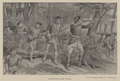 Washingtons første sejr (Litho) af J. (after) Steeple Davis