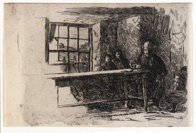 Fiskerhytte--Interiør--Isle of Man af J. Alden Weir