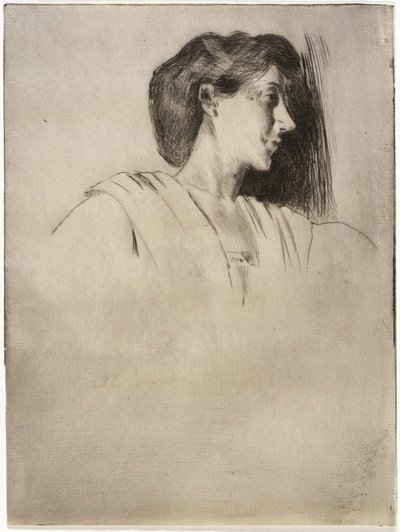 Studie af et kvindehoved i profil af J. Alden Weir
