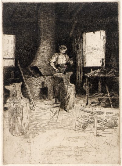 Smedens værksted af J. Alden Weir