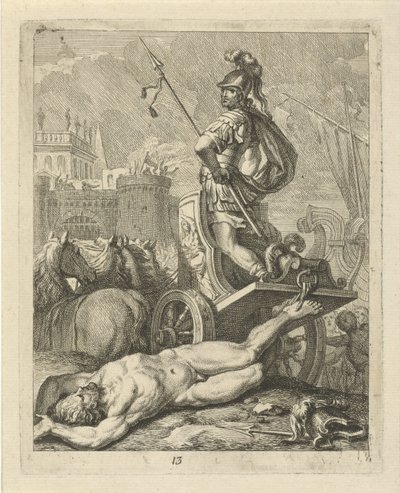 Achilles med lig af Hector bag sin vogn Scener fra Achilles
